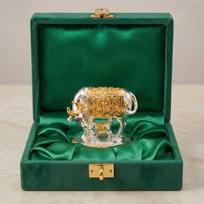 24K Gold and 999 Pure Silver Plated Kamdhenu Cow Idol - 2.5 Inch Auspicious Vastu Home Decor black