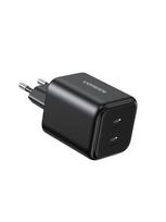 Sieninis įkroviklis GaN 45W 2xUSB-C QC PD3.0, juodas