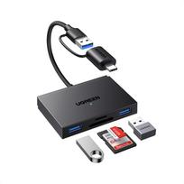 Atminties kortelių microSD, SD skaitytuvas USB 3.0/USB-C OTG su 2xUSB-A prievadais