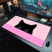 Didelis Mielas Pelės Kilimėlis Kawaii Juodas Katinas Kačiukas Žaidimų Klaviatūros Kilimėlis XxL Nešiojamųjų Kompiuterių Priedai Guminiai Stalo Padėkliukai Biuro Kilimas 30x60cm black