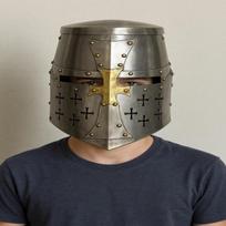 Medieval Crusader Great Helm Full Steel Knight Helmet with Brass Cross  Templar Crusade Armor  Historical Reenactment  LARP Helmet black