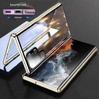 360 Full Cover Wireless Charging Case for Samsung Galaxy S25 S24 S23 S22 S21 Ultra Plus Double Sided Glass Metal Magnetic Cases For Galaxy S25 Plus violetinė
