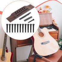 12 String Acoustic Guitar Bridge Bone Saddle and Nut Accessory Compact Rosewood Premium Easy black