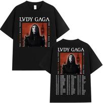 Limited Lady Gaga Mayhem Tour Album Graphic T Shirts Men Fashion Harajuku T-Shirt Vintage Oversized Short Sleeve Tees S juoda
