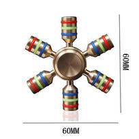 Brass Metal Fidgeting Spinner 6 Arm Edc Relaxation Fingertip Gyro Antistress Toy Sets For Kids Adults Juguetes Antiestrs brown