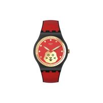 Swatch Quartz Movement 30 Meters Water Resistant Watch 41 Mm Red Dial Plant Ceramic Case Silicone Strap Unisex watches SO32Z107 Red red