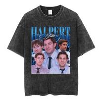TV Series The Office Dunder Mifflin Dwight Tv Show Scranton Washed Tshirts Unisex Cotton Casual Short Sleeves Tee Shirt Streetwear M gray