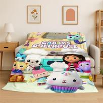 Cute Gabbys Dollhouse Cartoon Girl Soft Flannel Throw Blanket,Warm Cozy Blanket for Bed,Couch,Sofa,Bedroom,Living Room,Picnic 75x90cm beige