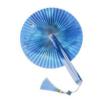 Magnetic Folding Hand Fan With Pendant Elegant Shape For Women’s Dance Performances And Wedding Decorations blue