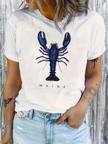 Blue Lobster Maine Graphic T-shirt M gray