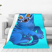 Derpy Tiger Warm Soft Blanket Kpop Demon Hunters Students Plush Throw Blanket Print Couch Chair Flannel Bedspread Sofa Bed Cover 30x40in blue