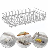 1PC Sink Drying Rack 37x21.5x8cm With Rack For Storage Plates, Bowls, And Kitchen Essentials Stainless Steel Dish Drying Bracket China Mainland gray