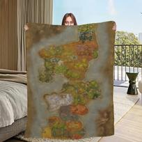 W-World of W-Warcraft-ES Map Game Blanket For Sofa Room Microfiber Bedding Blanket office Travel Gift Home 30x40in gray