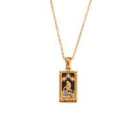 2022 Tarnish Free New Coloeful Tarot Necklace Zircon Star Moon Sun Lovers Magiclan Knight Empress Pendant Necklaces For Women 40cm žvaigždė