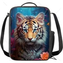 3D Animal Print Insulated Lunch Boxs for Kids Women Men Thermal Meal Cooler Tote Bags Lunch Bag with Shoulder Strap for Work black