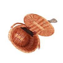 Bike Front Basket Wicker with Folding Lid Metal Lock Road Bike Basket Handmade Natural Rattan Bike Storage Basket beige