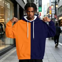 Men's Colorblock Print Pullover Hoodie with and Pocket, Casual Athletic Sweatshirt XL geltona