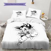 Mielas animacinis Son Goku rašto patalynės komplektas, antklodės komplektas, antklodės užvalkalas, pagalvės užvalkalas, namų gimtadienio dovana (1 * antklodės užvalkalas + 2 * pagalvės užvalkalai, be šerdies) 135x200cm white