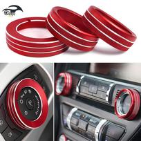 2015-2023 Ford Mustang A/C Knob & Console Decorative Ring raudona