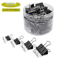 Multi-Size Black Metal Binder Clip Set for Journals and Loose-Leaf Folders Black 32mm 25mm 19mm 15mm 15pcs each = 60pcs gray