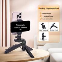 Multifunctional Mobile Teleprompter Stand for Live Broadcast and Video Recording black