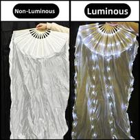 Glowing Stage Performance Fan Classical Long Silk Fan Portable Luminous Dance Fan  Music Disco Style G Right gray