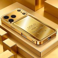 Auksinis Grynasis Auksas Juostelės Raštas Auksinės Metalinės Dažai Stiklinis Telefono Dangtelis Skirtas iPhone 17 Pro Max 11 12 13 14 15 16 Plus 17 Air 16E Dangtelis iPhone 14 Pro beige