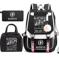 KATSEYE K-pop Print 3-Piece Backpack Set Student Bookbag Large Capacity Water-Resistant Unisex 60701-1 No. 1