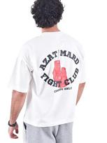 Oversized T-Shirt with Azat Mard FIGHT CLUB Print L gray