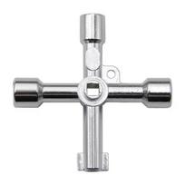 4 in 1 Universal Cross Key Multi-functional Cross Key Wrench Zinc Alloy Cross Switch Square Key Wrenches for Water Meter Valve B -- 1pc gray
