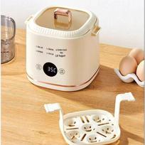 Double-Layer Multifunctional Egg Cooker with Timer and Auto Power-Off beige