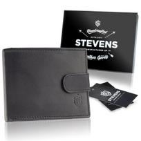 Vyriška odinė piniginė Stevens su RFID apsauga, juoda PREMIUM W-325A