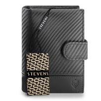 Vyriška odinė piniginė Stevens Carbon, juoda, su RFID apsauga 02-326A-R