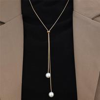 Popular Geometric Sweater Necklace  Color Butterfly Pendant Adjustable Stainless Steel Chain Punk Hiphop Jewelr Gift gray