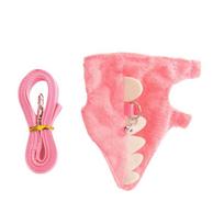 Cute Short Ferret Lead Rope Vest Type Adjustable Pet Rope Dinosaur Shape Bell Walking Mice Pet Walking rožinė