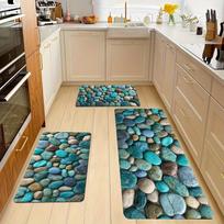 1Pcs Anti Fatigue Kitchen Rugs,  Pebble Stone Print Waterproof Non-Slip Thick Cushioned Kitchen Mat Heavy Duty Comfort Standing Mat for Kitchen 80*120cm white