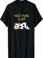 Funny Sleeping Cow Pajama Design For Bedtime T-Shirt S įvairiaspalvis