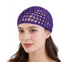 High Quality Knitted Mesh Sleep Net Big Hole Handmade Crocheted Hair Nets Large Size Fishnet Cap Pocket Hair Extension Tools One Size violetinė