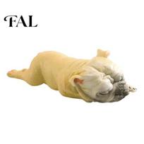 Handcrafted Dog Figurine Simulated Sleeping Model, Realistic Lying French Bulldog Figurine, Mini Small Desk Accessory PVC Animal Educational I beige