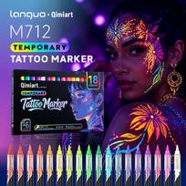 18pcs/Box Fluorescent Tattoo Markers Creative Color Painting Pens Fun Liquid Direct Flow Glow in The Dark Pens Quick-Dry Graffiti Pens Fluorescent Marker Pen blue
