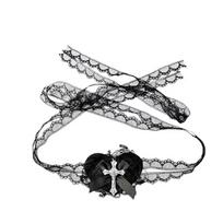 Sweet Cool Lace Bows Heart Cross Eye Mask Black White Halloween Lace Cross Eye Mask  for Halloween juoda
