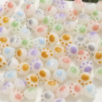 30Pcs Colorful Cartoon Cute Cat Paw Shaped Acrylic Beads For Jewelry Making Diy Handmade Bracelet Phone Chain Accessories 12mm beige