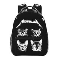 Meowtallica Katės Roko Muzikos Spaudiniai Kuprinės Berniukams Mergaitėms Mokyklinė Kuprinė Vaikų Mokyklinės Kuprinės Animacinis Ruksakas Pečių Krepšys Didelės Talpos One Size gray