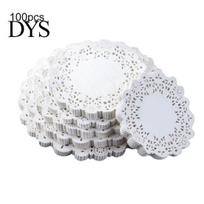 100 vnt Apvalių popierinių nėrinių servetėlių tortų padėkliukų vakarėlio vestuvių kepimo dekoracija 4Inch white