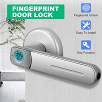 USB Pirštų atspaudų durų spynos rankena Įkraunama Apsauga nuo vagystės Išmani Biometrinė Beraktė Apsaugos Įėjimo Elektroninė Spyna su 2 Raktais 145 x 65mm gray