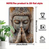 Vintage Golden Leaf Buddha Aluminum Sign | Retro Metal Wall Art – Easy-Install Decor for Home, Garden & Room Spaces gray