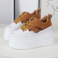 Madingi 12CM moteriški kvėpuojantys platforminiai laisvalaikio batai, didinantys aukštį, vulkanizuoti batai, storas padas Zapatos Mujer zapatillas mujer 34 geltona