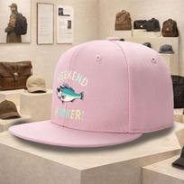 Weekend Hooker Fishing Graphic Flat Brim Baseball Cap Polyester Snapback Hat Casual Unisex Adult Teen Outdoor One Size white