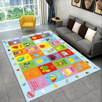 ABC Animacinis raidynas Vaikams Ropojantiems Vaikams Žaidimų Kambarys Ankstyvojo Ugdymo Plotas Kilimėlis,Kilimas Svetainei Miegamajam Sofai,Neslystantis Kilimėlis 40x60cm(15x23in) black