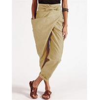 Women's clothing popular irregular lace-up nine-point pants casual pants women S chaki